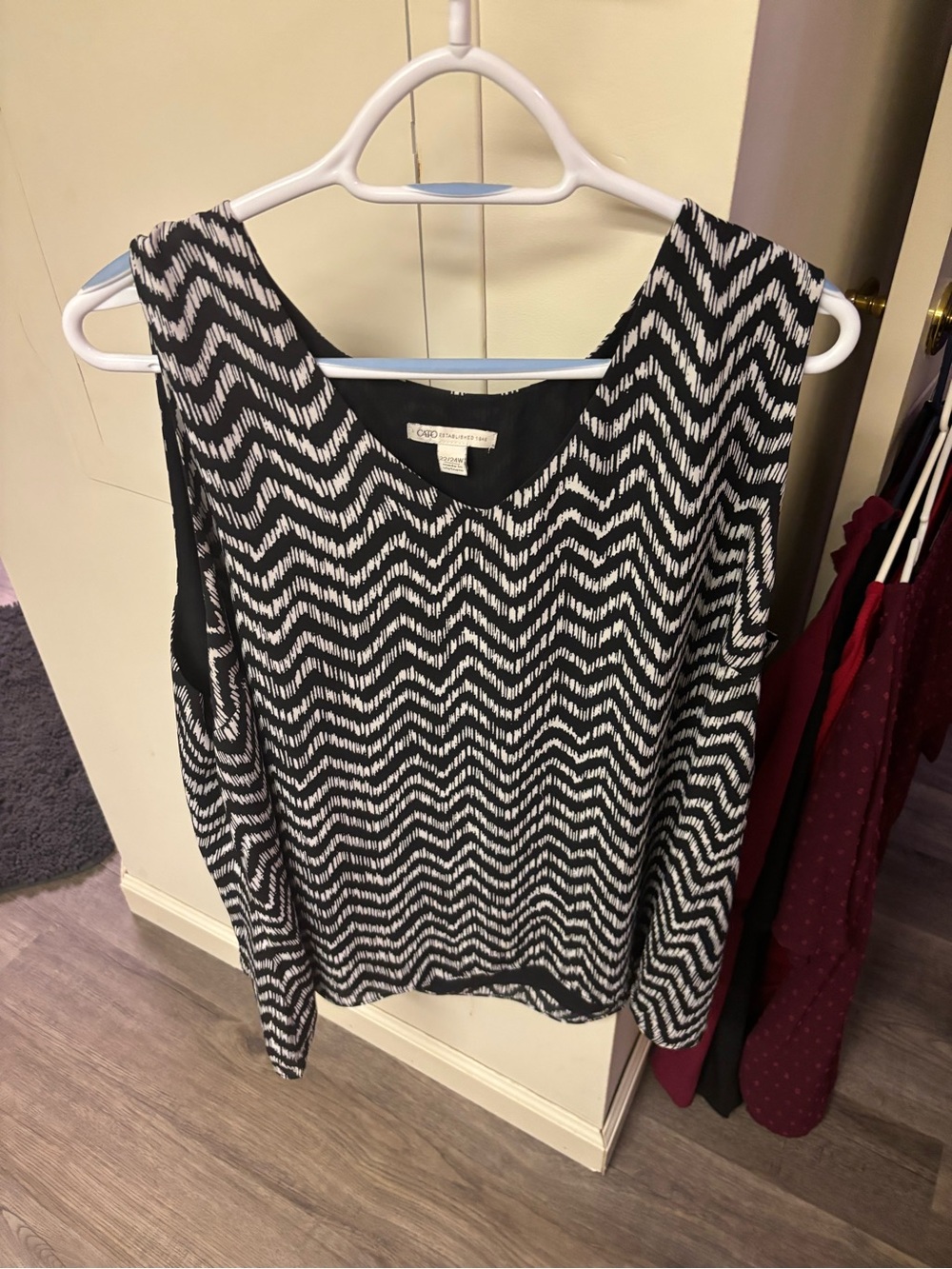 Cato Black and White Chevron Tank Top